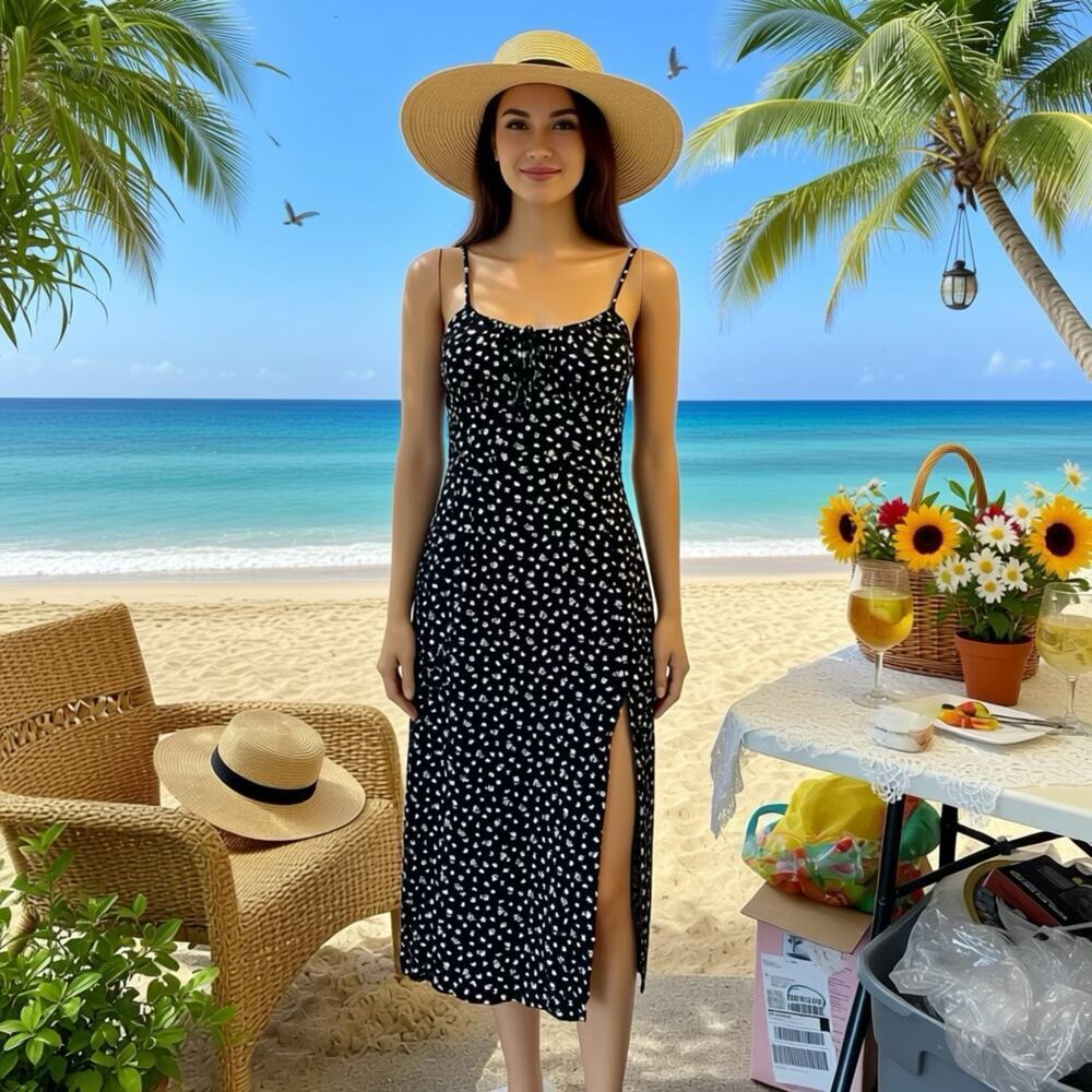 Aeropostale Coquette Milkmaid Dress Women M Sundress Micro Floral Feminine Beach